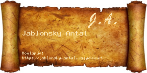 Jablonsky Antal névjegykártya